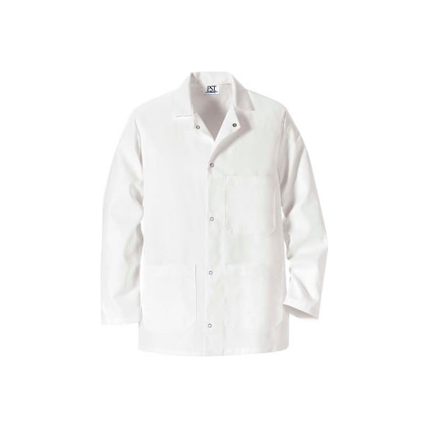 Red Kap Gripper-Front Short Butcher Coat, W/Pockets, White, Polyester/Cotton, L